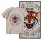 G41 Beige Vintage 100% Cotton Tiger Printed Men's T-shirt |  Streetwear Big Size Cool O-neck men's Tee Tshirt