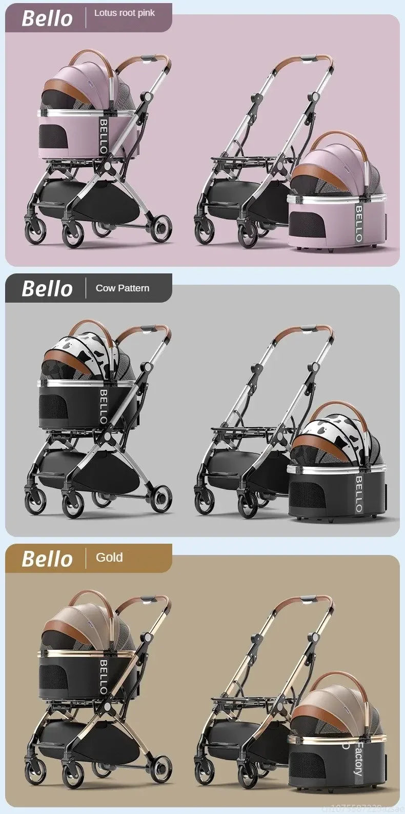 Detachable Aluminum Tube Pet Stroller Foldable Travel Trolley Portable Outdoor Walking Carrier For Cats Puppies Dogs