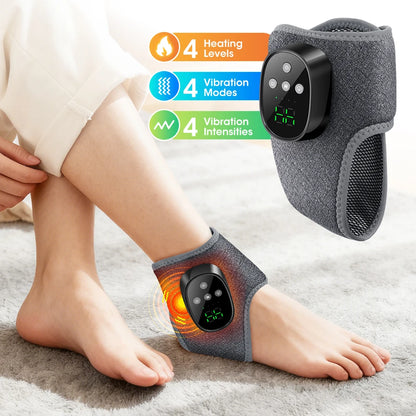 Cordless Electric Ankle Guard 4-Level Heated Vibration Massager Hot Compress Ankle Brace for Left And Right Foot