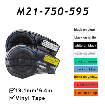 Multicolor M21-750-595 19.1mmx6.4m(0.75"x21') Self-adhesive Vinyl Label Compatible BRADY BMP21 PLUS Printer for M21 750 595