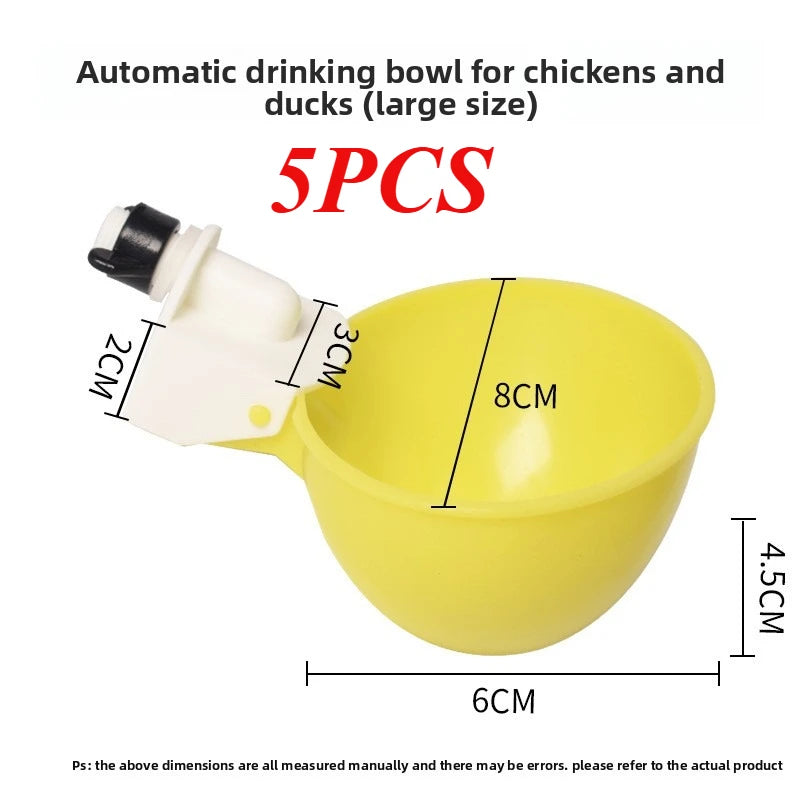 1/5PCS Automatic Poultry Waterer 10L Bucket with Drinking Cups, Chicken Duck Goose Pigeon Water Bowl Feeder Farm Coop Supplies
