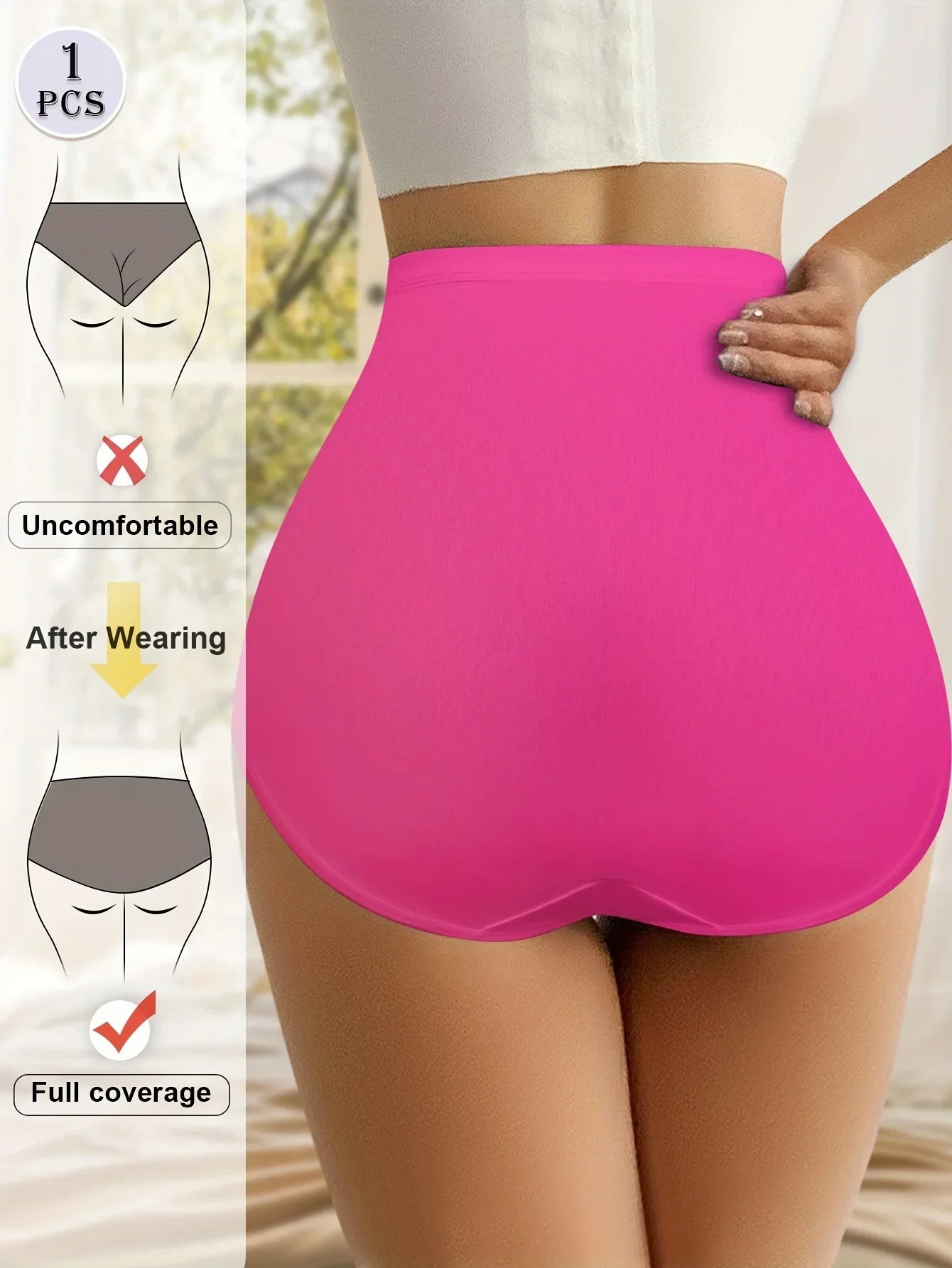 1pcs High Waisted Women's Panties Breathable Mesh Cross Tummy Cinching Ice Silk No Trace Triangle Panties Tummy Tuck Shape