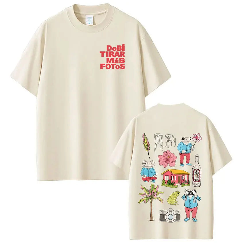 Rapper Bad Bunny T-shirt Debi Tirar Mas Fotos DTMF World Tour T Shirts Men's Women Fashion Vintage Hip Hop T-shirts Streetwear