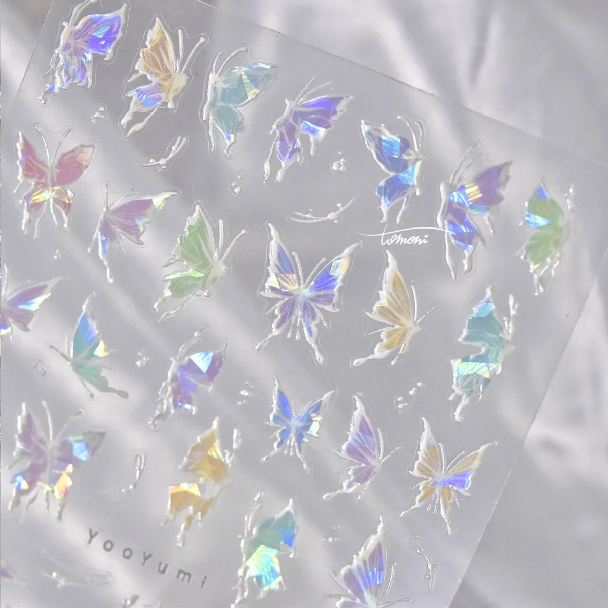 Shiny Jelly Butterfly Charming Golden Gradient Bowknot 5D Self Adhesive Nail Art Sticker Flower Petal Rhinestone Manicure Decals