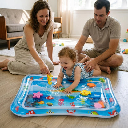 Baby Inflatable Water Play Mat Tummy Time Activity Pad Summer Water Play Mat PVC Early Learning Crawling Exercise Mat for Baby