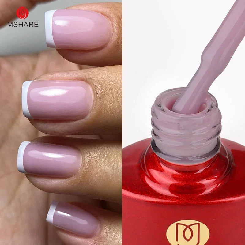 MSHARE Milk Milky White Base Gel Polish Camouflage Color Rubber Base Nail Base Coat 10ml