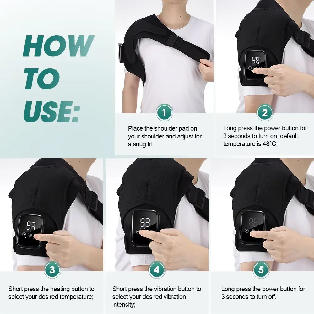 Electric Shoulder Heating Pad 3-Speed Vibration Muscle Relax Belt Thermal Massager Shoulder Neck Health Care Support Brace
