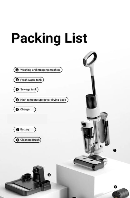 DIVEDEER 15000Pa Wireless Wet Dry Vacuum Cleaner Smart Cordless Mop Floor Cleaner Self-Cleaning Auto Suction Floor Washer