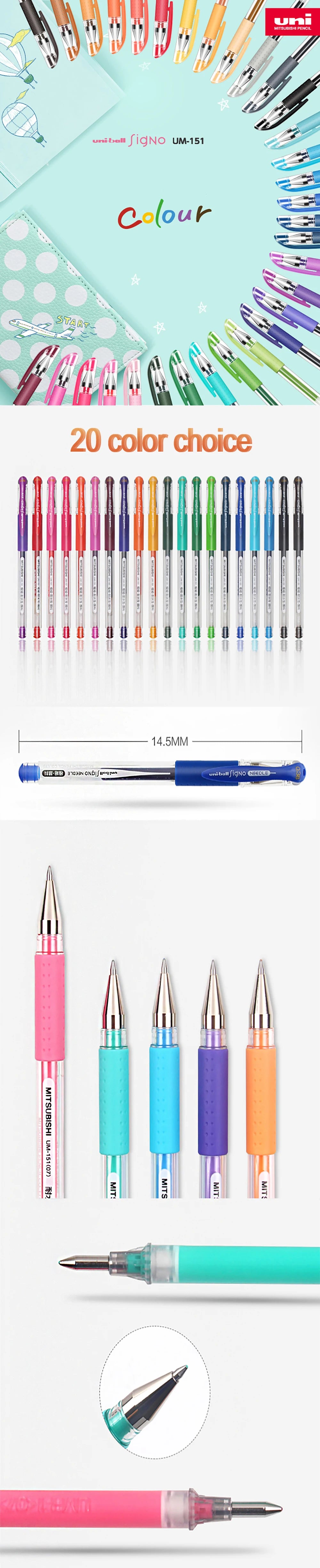 Japan Uni UM-151 Gel Pen 0.38mm Bullet Tip Writing Smooth Student Notes Special School Supplies 20 Colors Available Stationery