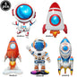 Blue Planet Astronaut Space Disposable Tableware Kids Birthday Table Decorations Paper Plate Cup Napkin Astronaut Rocket Balloon