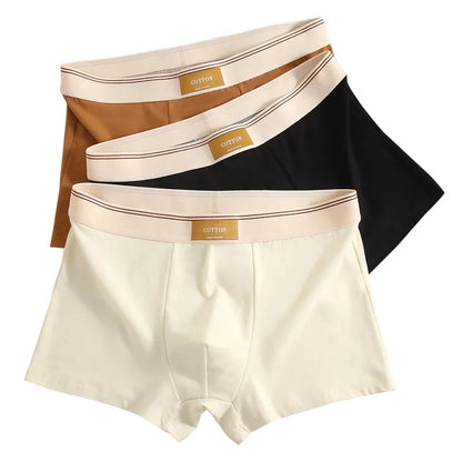 1/3Pcs Set Solid Color Men's Boxer Shorts Breathable Cotton Elastic Boyshorts Antibacterial 7A Level Comfortable Male Underwear