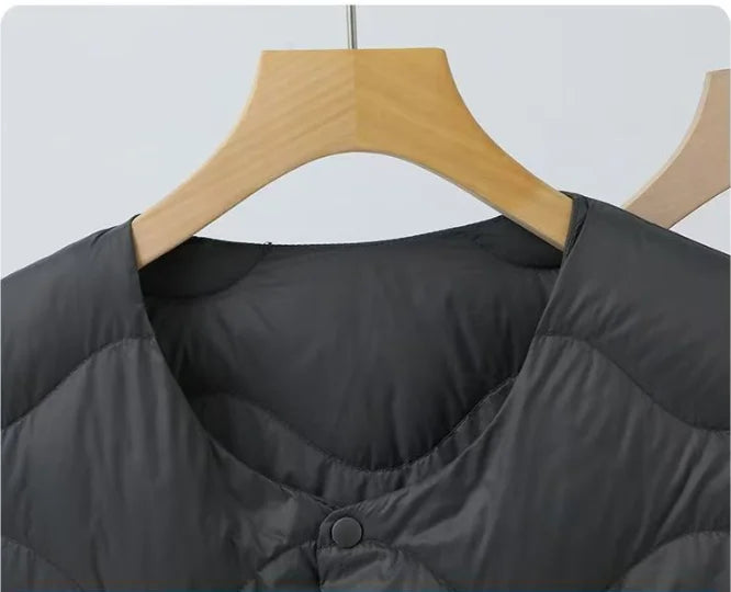 2025 Autumn and Winter Men's New Round Neck/v Collar Down Liner Jacket All-match Fashion Warm Men's Down Jacket Long Sleeve Coat