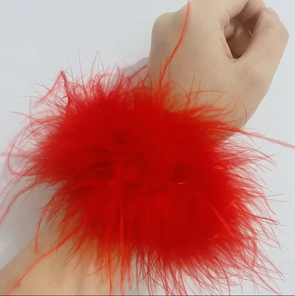 Real Ostrich feather cuff plumes bracelet for women white Cuffs pens Shirt with feathers girls fur cuffs ornament boa plume