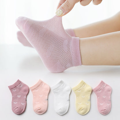 5 Pairs 1 To 12 Years Children's Socks 2026 Spring Summer Baby Boys Girls Cotton Mesh Breathable Thin Soft Cute Socks Kids Socks