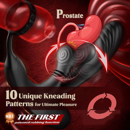 360° Circular Kneading Anal Vibrator Male Prostate Massager with Cock Ring 3 in 1 L-Shaped Vibrators Adult Anal Sex Toy for Gay