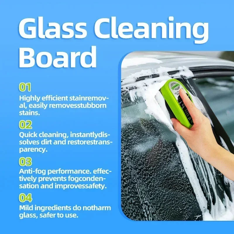 Crystal-Clear Windshields for European Cars: Glass Brush + Oil Film Remover (Front & Interior)