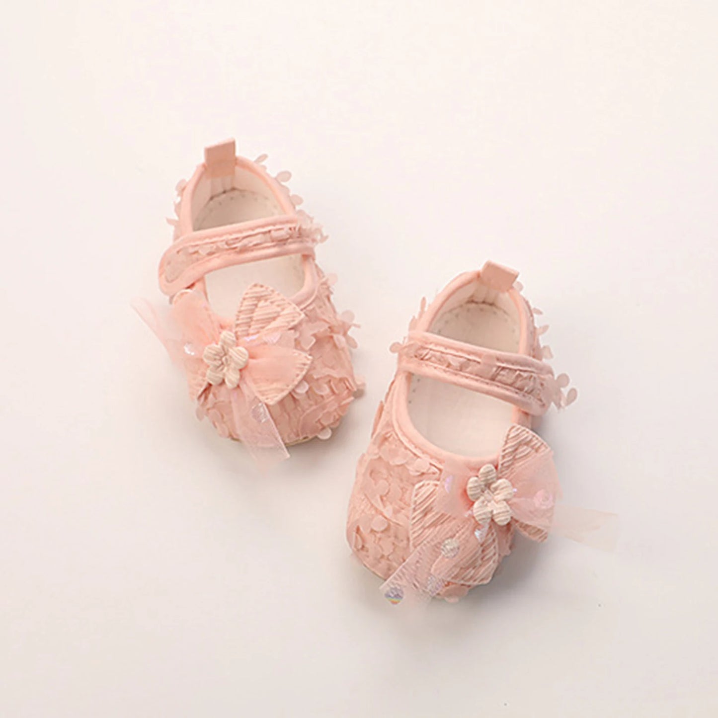 Baby Girl Princess Bow Flats Shoes Infants Petal Walker Crib Shoes for Newborn Infants Cute Soft Soles First Walkers