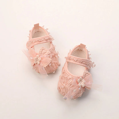 Baby Girl Princess Bow Flats Shoes Infants Petal Walker Crib Shoes for Newborn Infants Cute Soft Soles First Walkers