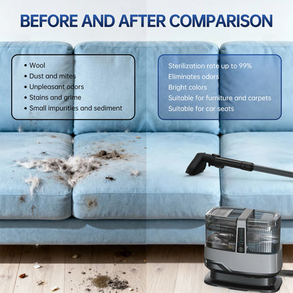 OMESER 1800W Steam Carpet Cleaner Machine 13 IN 1 17KPa Suction Multiple Nozzles Spot Spray Washing for Upholstery Pet Car Home