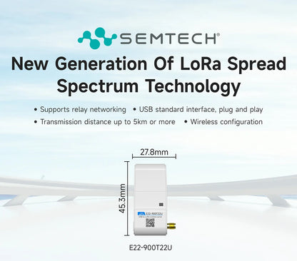 868.125MHz 915MHz Lora Wireless Module CDSENET E22-900T22U with Antenna 22dbm LBT RSSI Long Distance 5Km USB Low Power