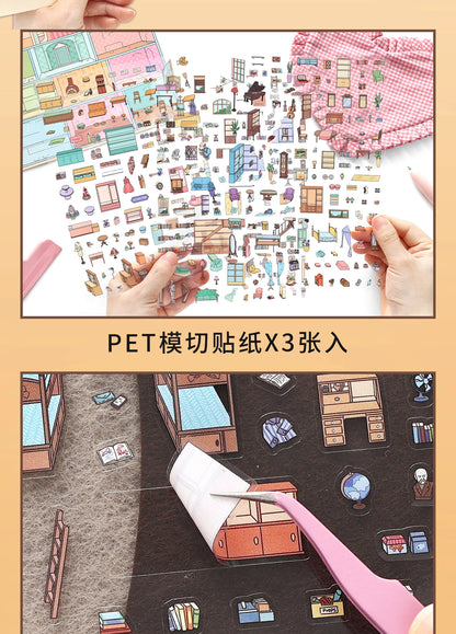 Kawaii College of Fine Arts 3D Candy Apartment Landscape Sticker  DIY Pocket Cabin Scene festival gift