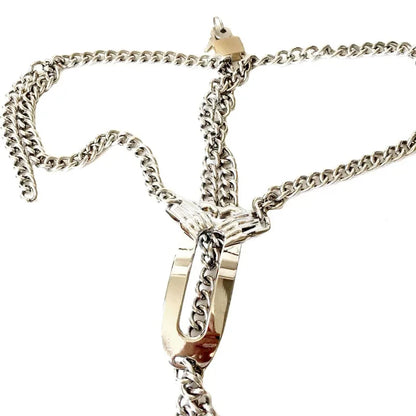 Stainless Steel Invisible Female Chastity Belt Sexy Briefs Leather Bondage Metal Chain Erotic Pants Adult Games BDSM Fetish Wear