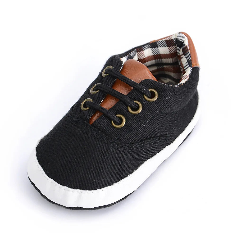 Infant Babies Boys Girls Shoes Soft Sole Canvas Solid Footwear For Newborns Toddler Crib Moccasins Letter Print Anti-Slip Shoes