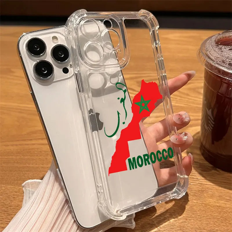 Morocco Flag Passport Coat Phone Case Clear For iPhone 17 16 14 15 11 12 13 Pro Max 16E 15 16 Plus 17 Air Soft Shockproof Cover