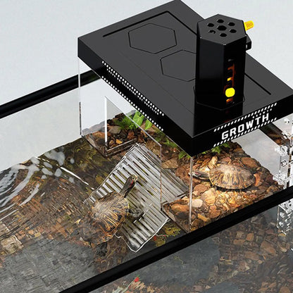 Over Tank Turtle Basking Land Anti-Slip Reptile Resting Land Animal Observation With Ramp Aquatic Terrapin Enclosure Cage