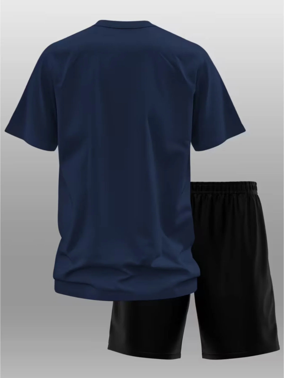Men Fashion Print Two Piece Set Breathable Crew Neck Short Sleeve T-shirt Casual Sports Shorts Summer Outfit