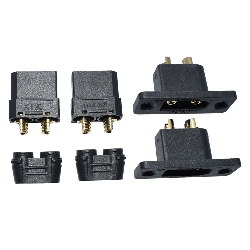 Amass XT90E-M Battery Connector XT90E Male Plug Gold-Plated Connector with PVC Protective Sleeve Dust Cap for RC Aircraft Drone