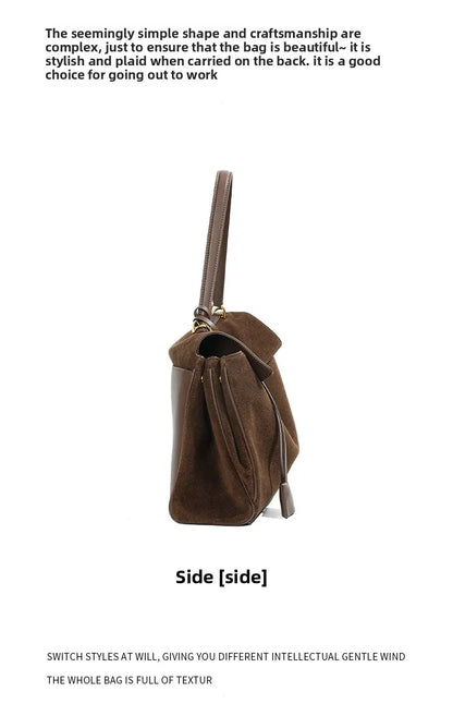 Large Capacity Autumn Winter Suede Leather Tote Bag Frosted Cowhide High-Grade Shoulder Bag for Women