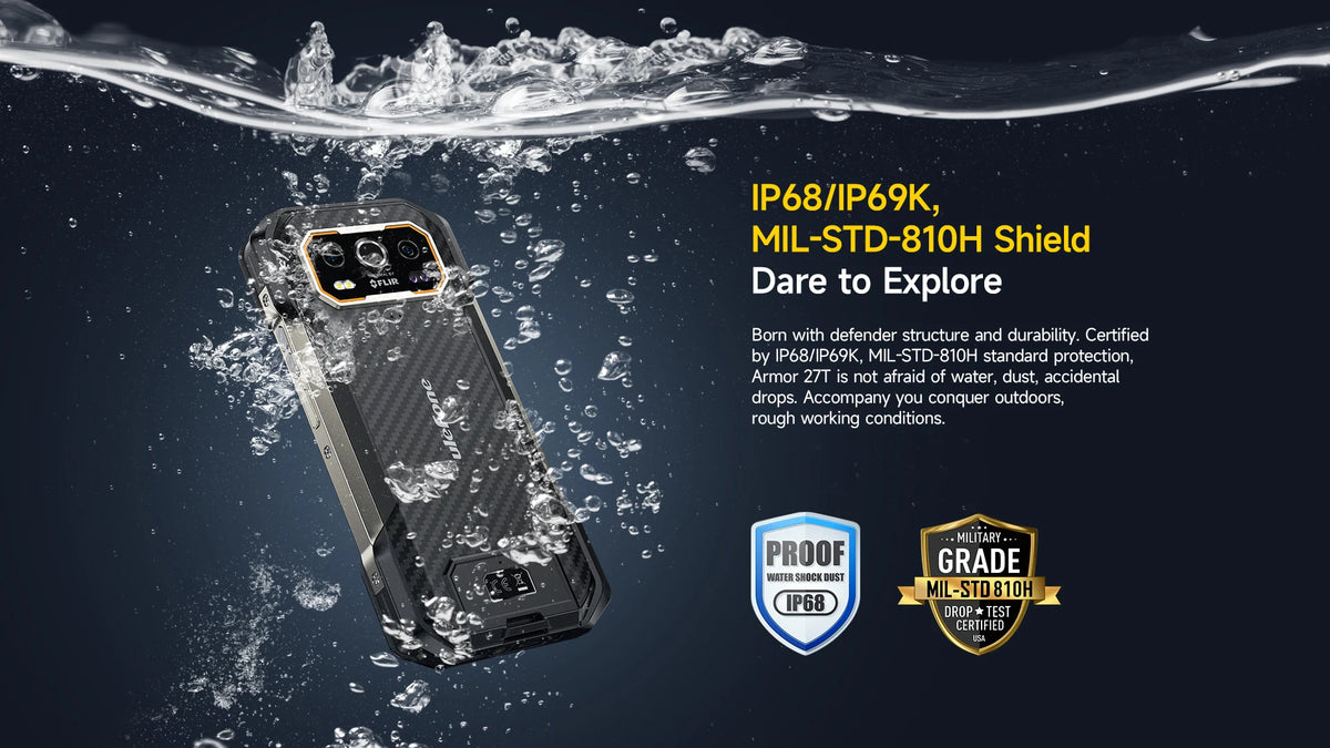Ulefone Armor 27T 4G 10600mAh Rugged Phone Android 15 Smartphone 24GB +256GB  6.78"FHD+ 120Hz 64MP Night Vision Camera NFC