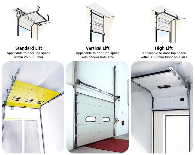 Modern style automatic steel and wood combination elevated garage door windproof and anti-theft household finished surface
