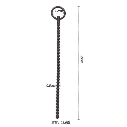 Deep Sensation Self-Discovery: 3-Piece Silicone Beaded Urethral Sound Set with Safety Pull Ring Male Intimate Penis Plug Trainer