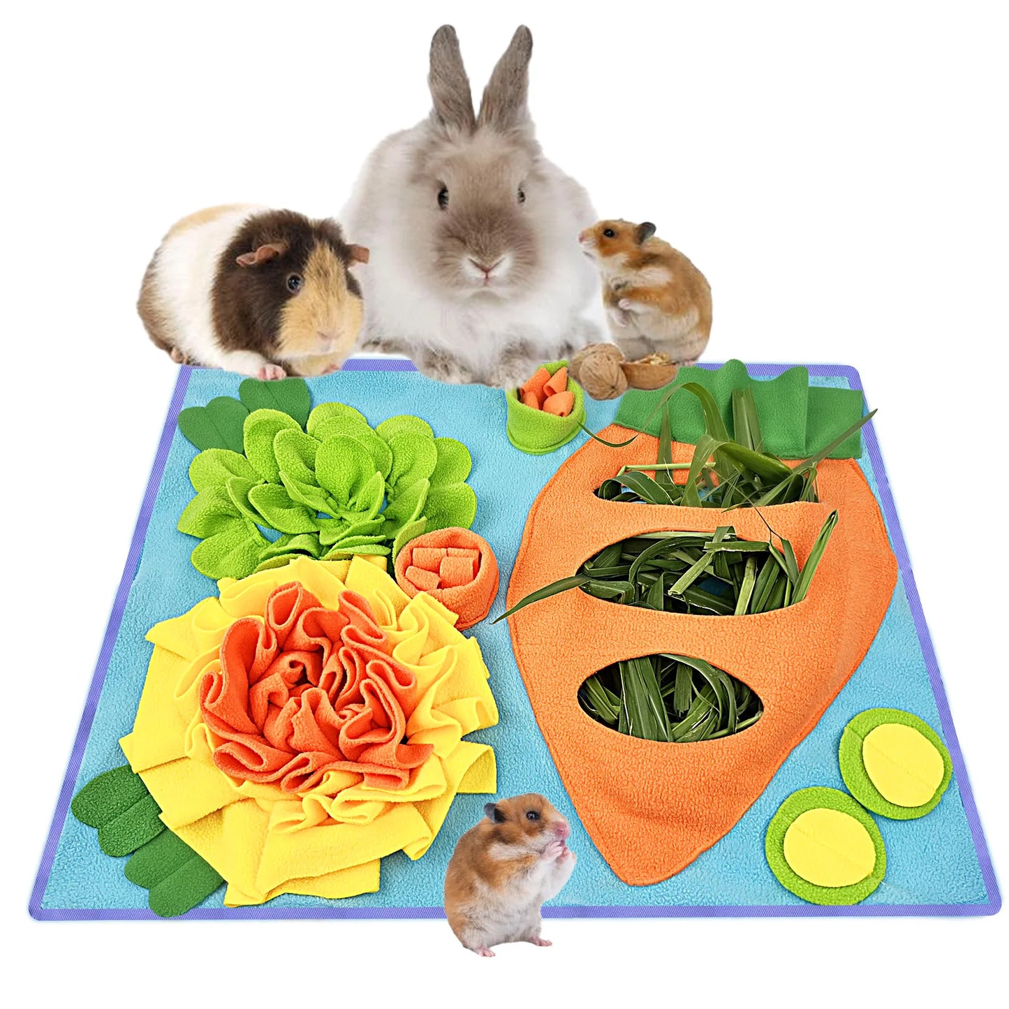 Small Pet Snuffle Mat, Rabbit Foraging Mat, Hamster Scent TrainingBlanket, Slow Feeder for Dogs &Rabbits