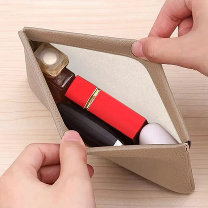 Self‑Closing Artificial Leather Long Wallet Passport Driver's License ID Holder Headphone Data Cable Storage Cash Pouch