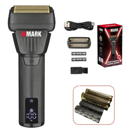 WMARK NG-7982 Professional Hair Trimmer for Man 9000RPM Titanium Coated Floating Double Blade Mesh Men's Shaver Equipped Blades