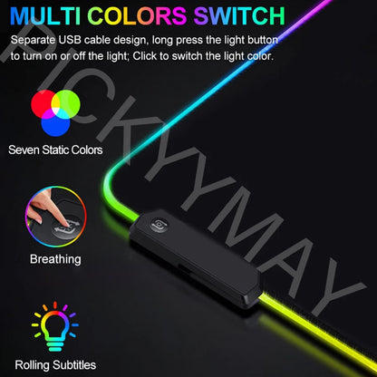 Geometry Large RGB Gamer Mousepad 40x90cm Mouse Mat Gaming Mousepads LED Keyboard Mats Luminous Desk Pads Mouse Pad For PC