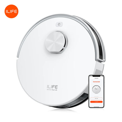 ILIFE V30 Robot Vacuum Cleaner, Laser Navigation, 10000Pa Suction, Up to 150min Runtime, APP Control, Customizable Cleaning, 2-in-1 Vacuum & Mop, No-Go Zones, Multi-Floor Mapping, Support Voice Assistance