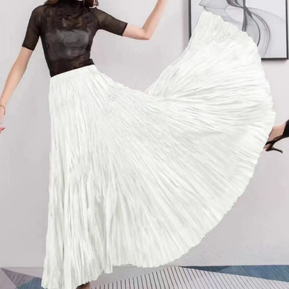11 Colors Irregular Pleated A-line Skirt For Women High Waist Solid Color Loose Fashion Skirts Casual 2025 Spring New