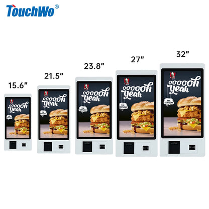 TouchWo 15.6 21.5 23.8 Inch Wall Mount Touch Screen AIO Computer Touchscreen Self Service Checkout Ordering Ticket Payment Kiosk