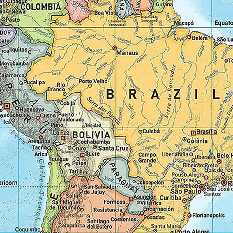 World Map in English Poster Prints Painting Education Painting School Supplies Classroom Home Decor,Travel Supplies