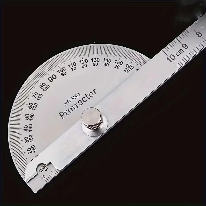Stainless Steel Adjustable Protractor, Precision Angle Measuring Tool for Woodworking, Carpentry & DIY