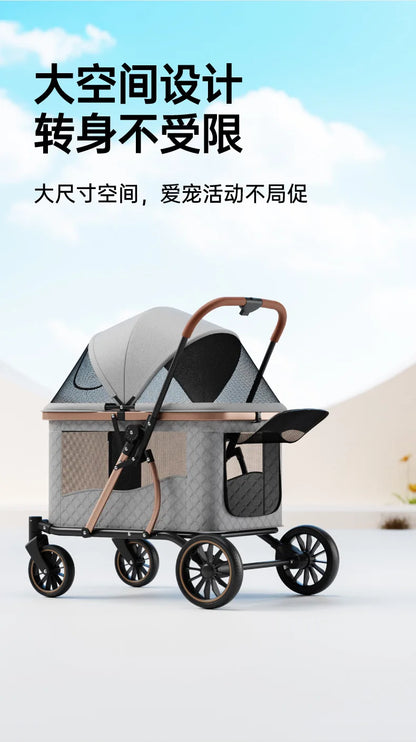 Foldable Large Giant Dog Stroller Lightweight Portable Multi Cat Pet Carrier for Senior Dogs Outdoor Travel