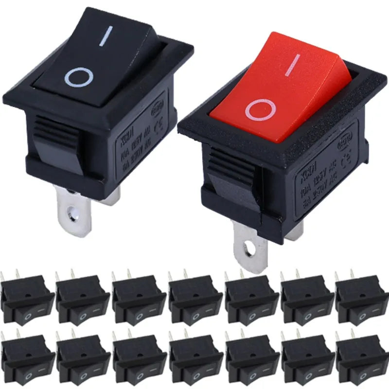 5/15Pcs Push Button Switch 21x15mm SPST 2Pin 6A 250V KCD11 Snap-in on/Off Rocker Boat Home Motorcycle Switch Black Red White