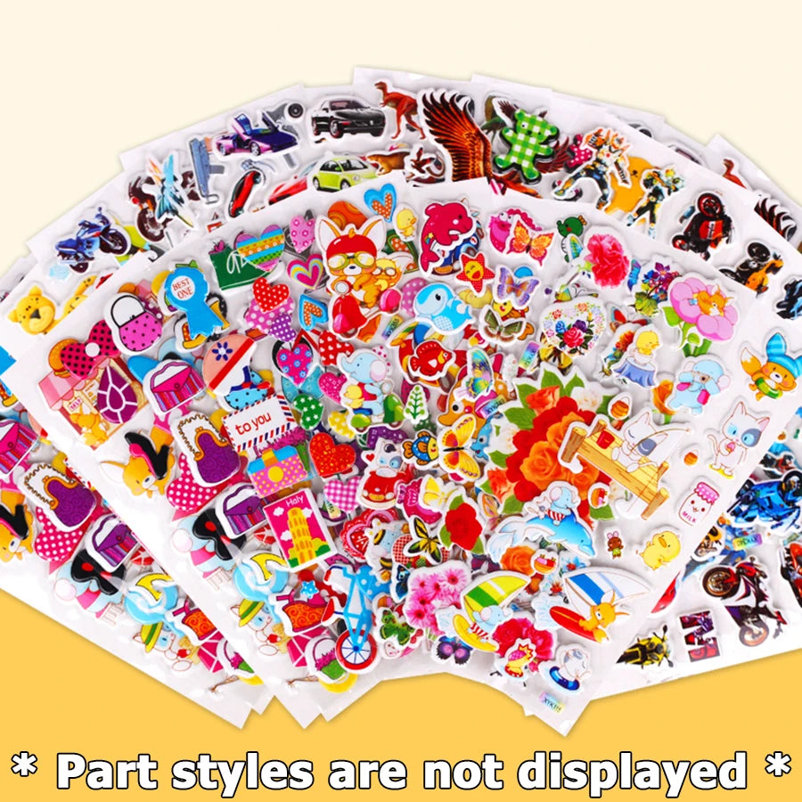 12/24pcs 3D Cartoon Bubble Stickers More Than 100+ Styles Random DIY Decoration Graffiti Stickers for Diary Luggage Laptop