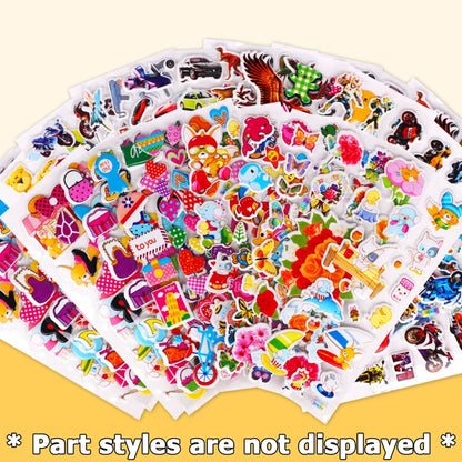 12/24pcs 3D Cartoon Bubble Stickers More Than 100+ Styles Random DIY Decoration Graffiti Stickers for Diary Luggage Laptop