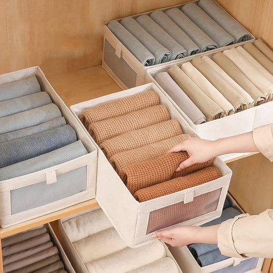 Fabric Window Cotton Linen Storage Box Wardrobe Storage And Arrangement Large Clothing Storage Box Toys Can Be Folded