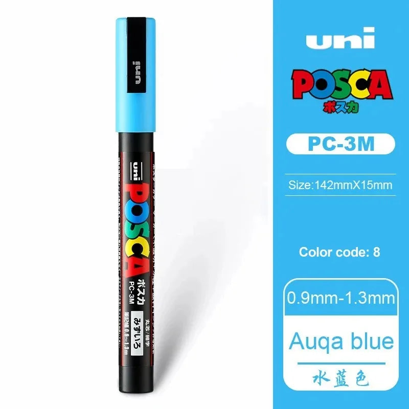1pcs Japan UNI POSCA Markers PC-1M/3M/5M Acrylic Graffiti Pen Waterproof DIY Stackable Color Art Painting School Supplies